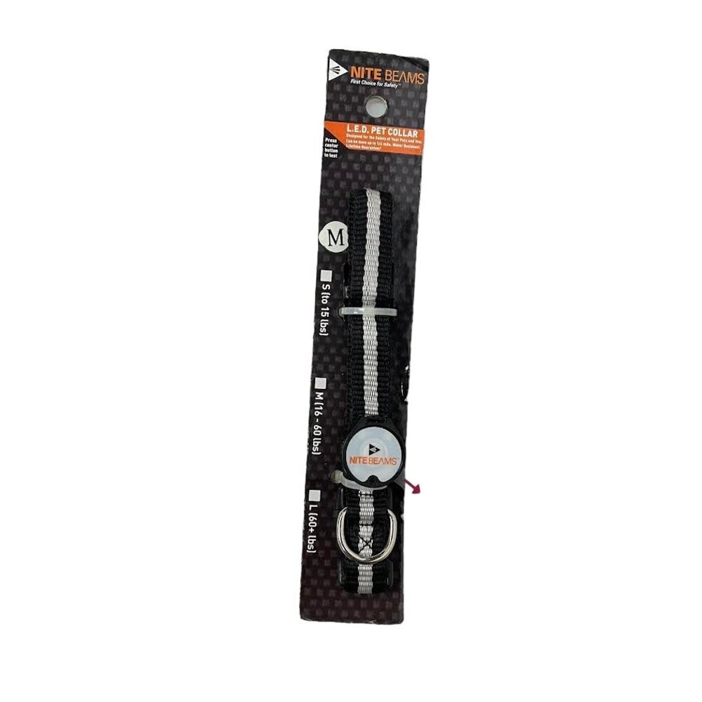 NiteBeams BLACK LED Lighted Pet Collar 13"-19"  Medium‎